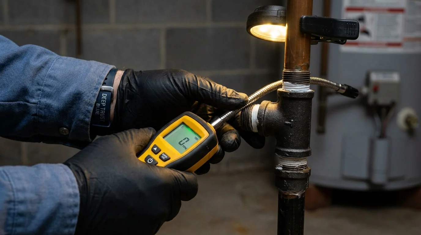 Gas leak detection with electronic sniffer by Johns Plumbing LLC in Leonardtown