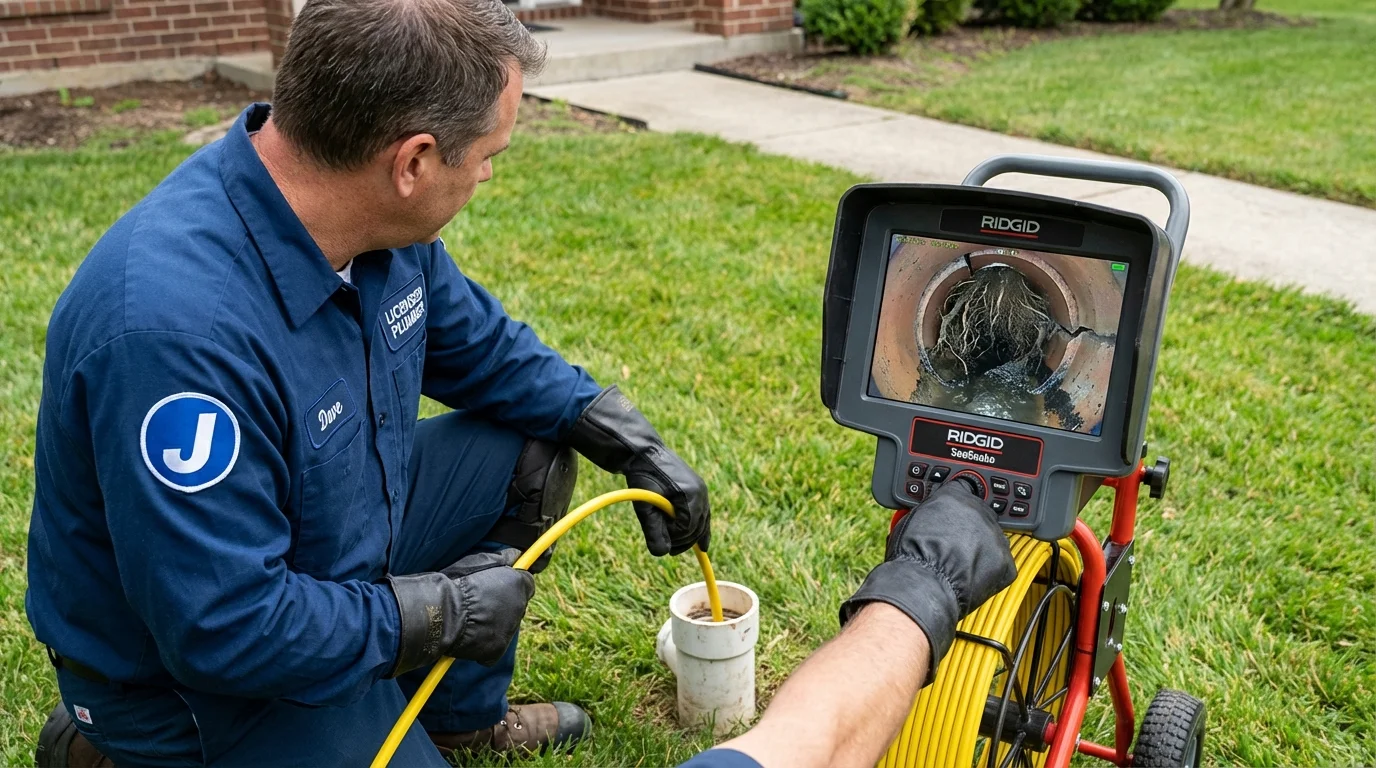 Sewer camera inspection being performed by Johns Plumbing LLC in Leonardtown